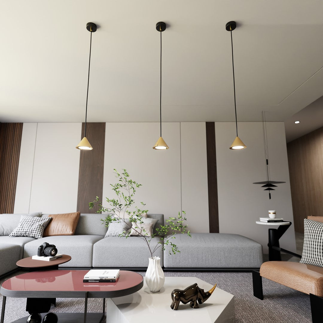 Lampa suspendata metalica conica aurie Elit