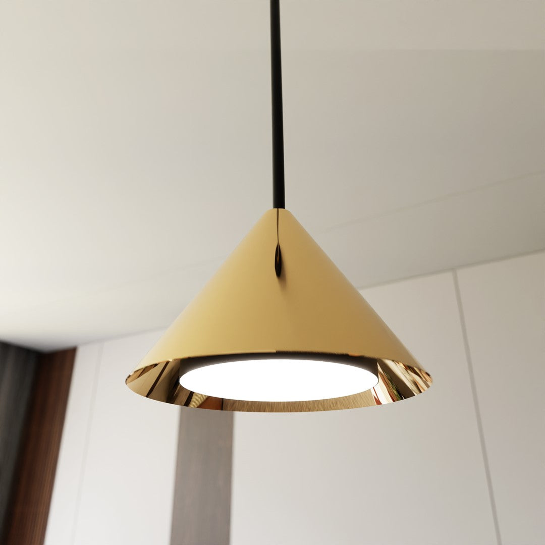 Lampa suspendata metalica conica aurie Elit