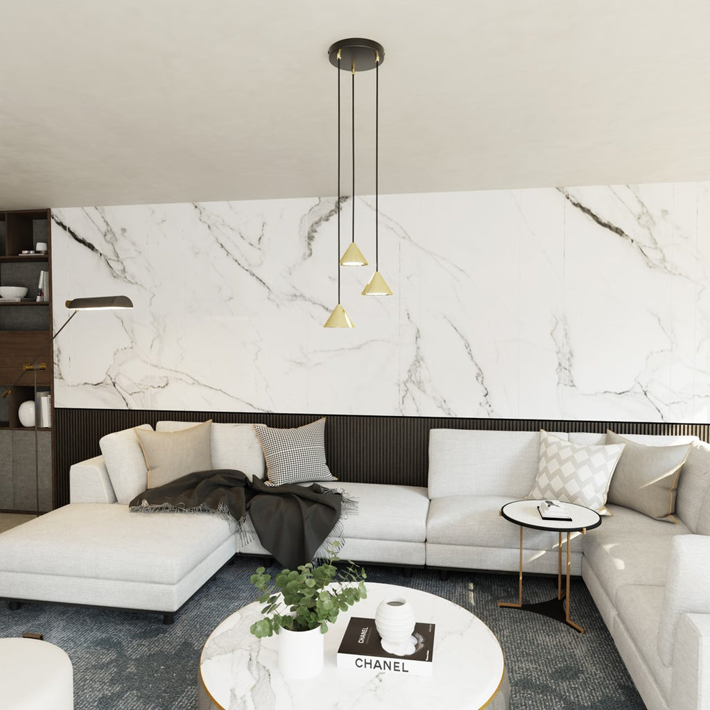 Lampa suspendata conica aurie 3 lumini Elit