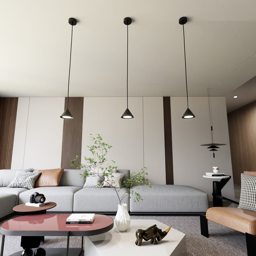 Lampa suspendata metalica conica neagra Elit