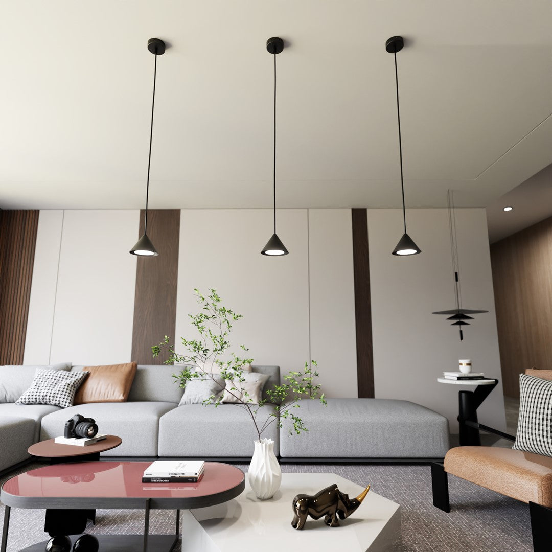 Lampa suspendata metalica conica neagra Elit