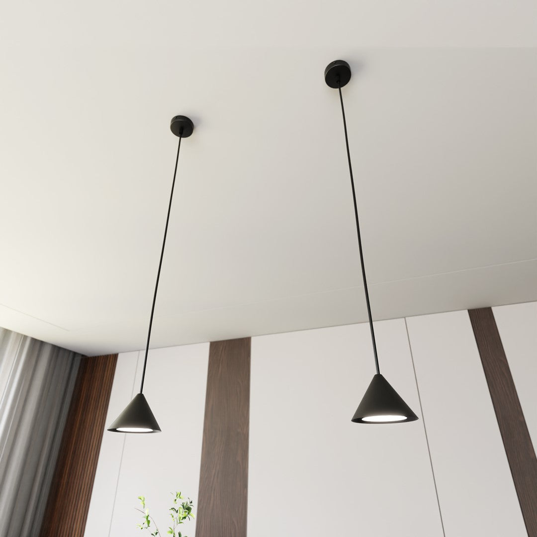 Lampa suspendata metalica conica neagra Elit
