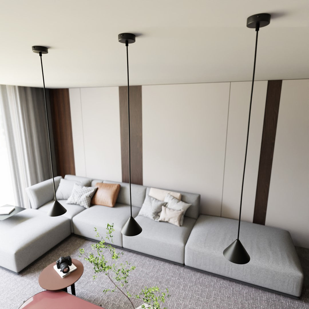 Lampa suspendata metalica conica neagra Elit