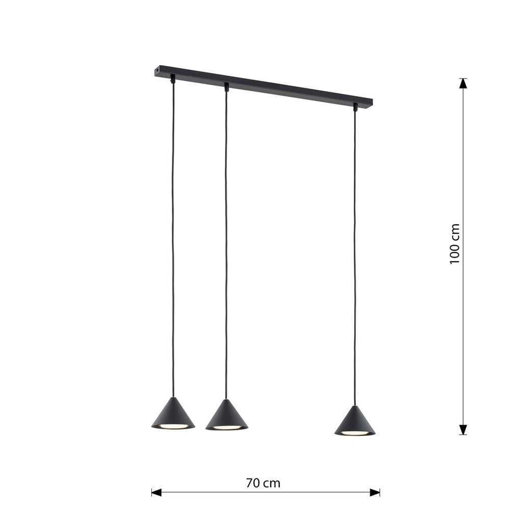 Lampa suspendata neagra 3 lumini Elit