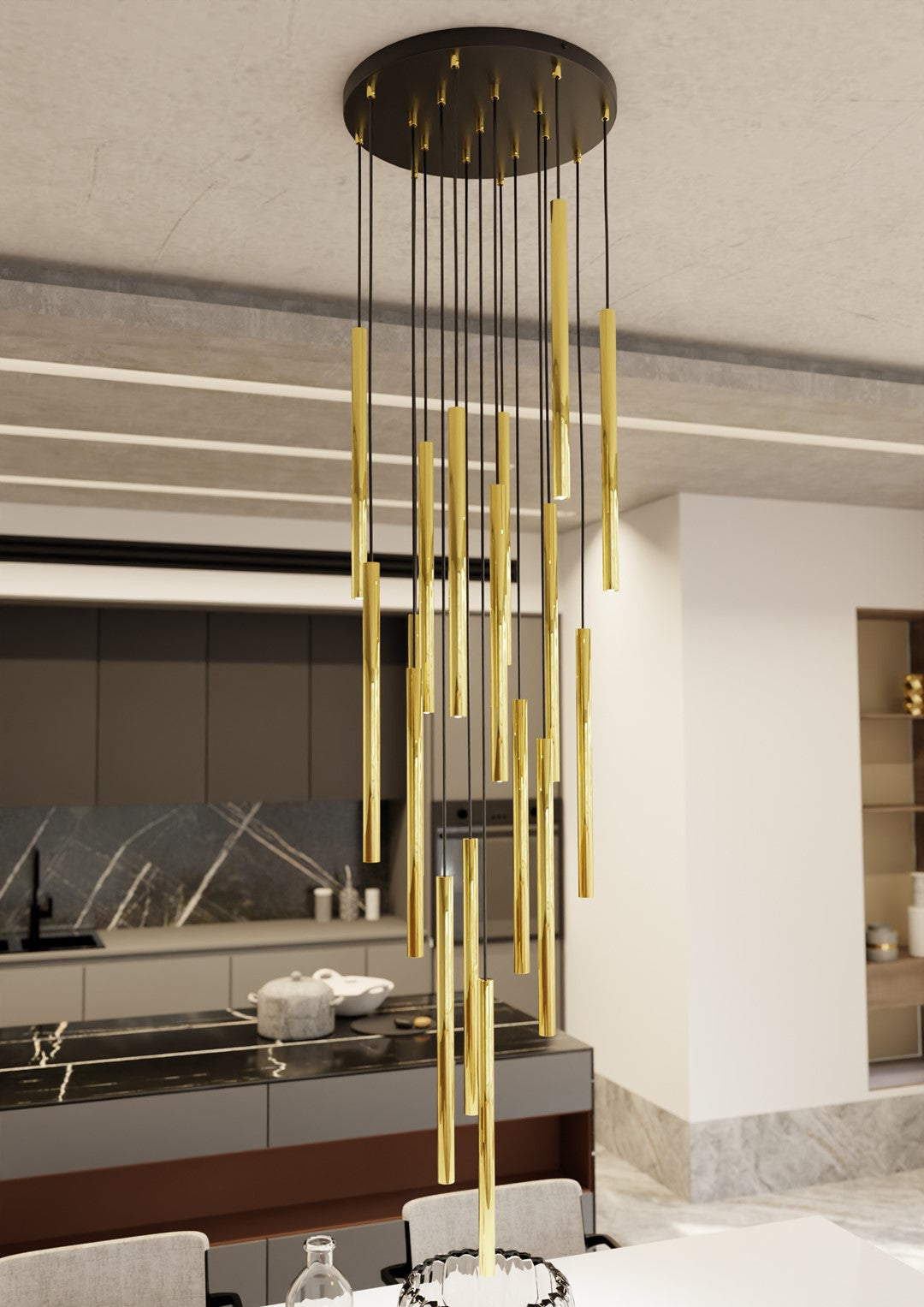 Candelabru cu accente aurii 17 lumini Selter