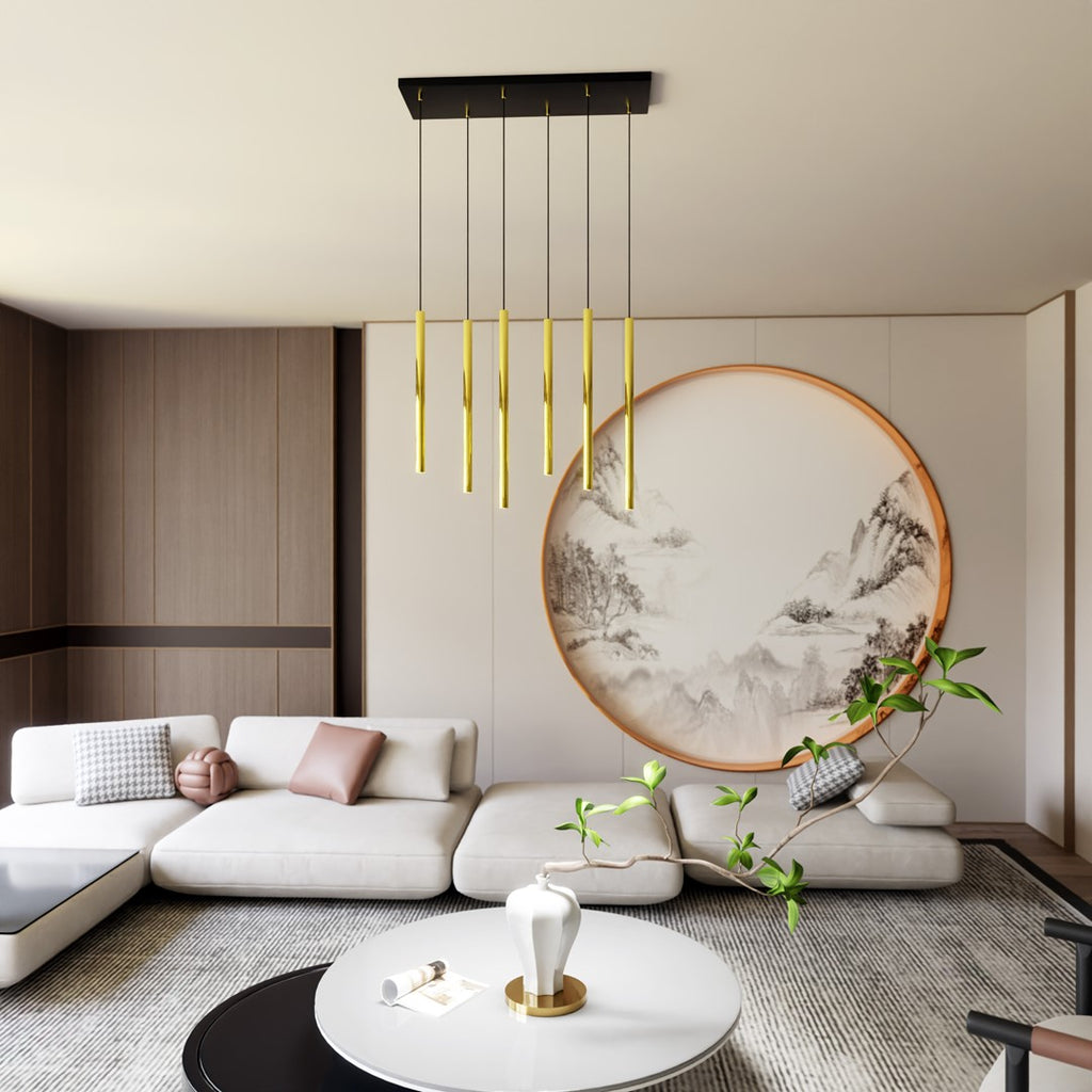 Lampa suspendata cu accente aurii 6 lumini Selter