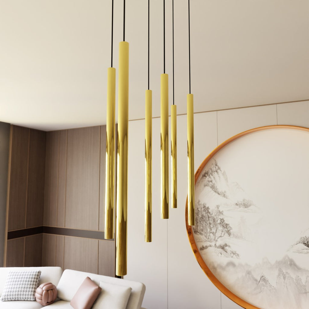 Lampa suspendata cu accente aurii 6 lumini Selter