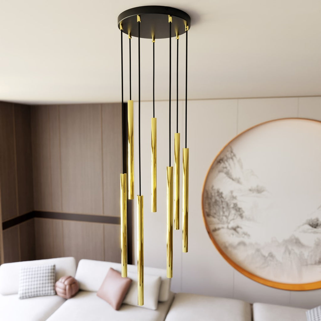 Lampa suspendata cu accente aurii 7 lumini Selter