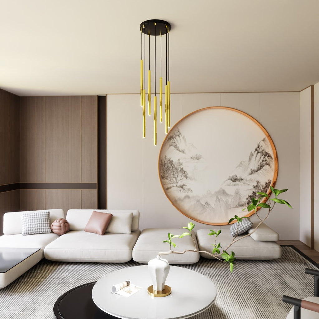 Lampa suspendata cu accente aurii 7 lumini Selter