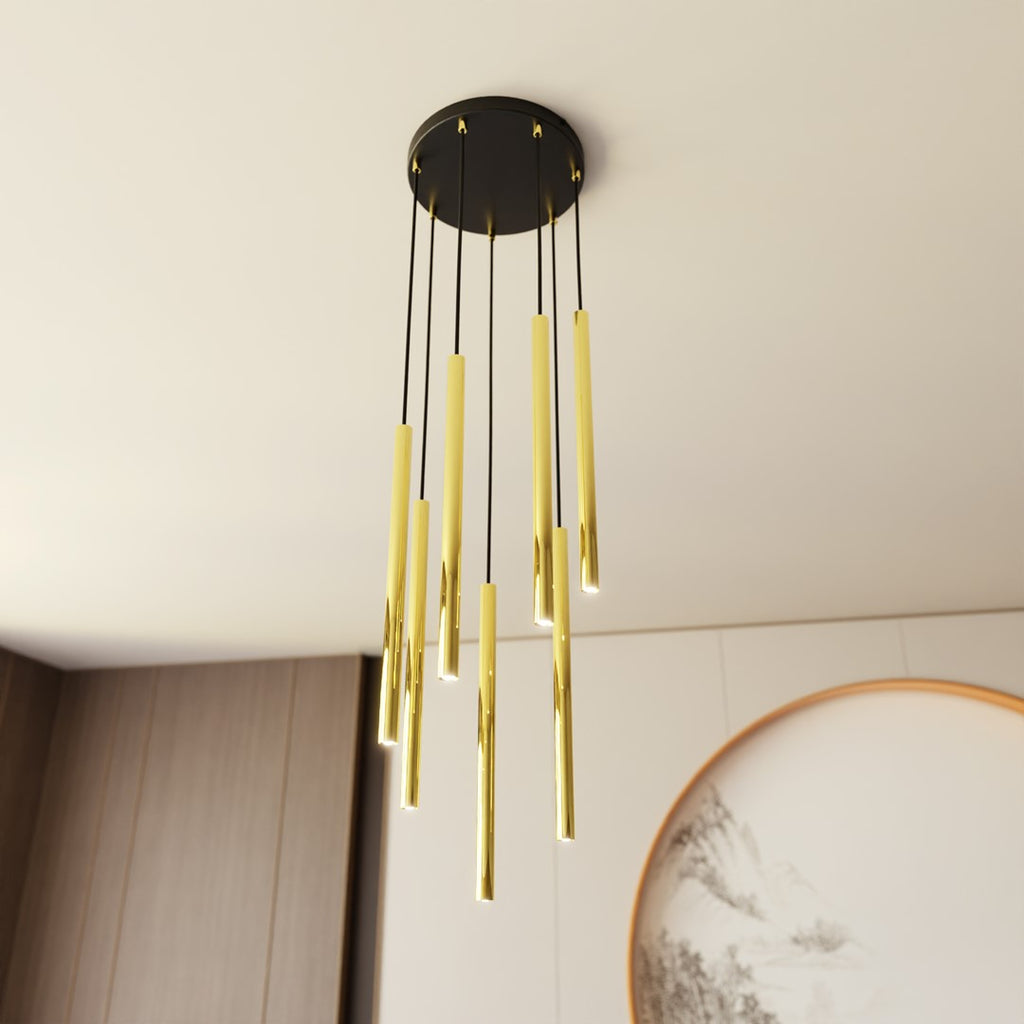 Lampa suspendata cu accente aurii 7 lumini Selter