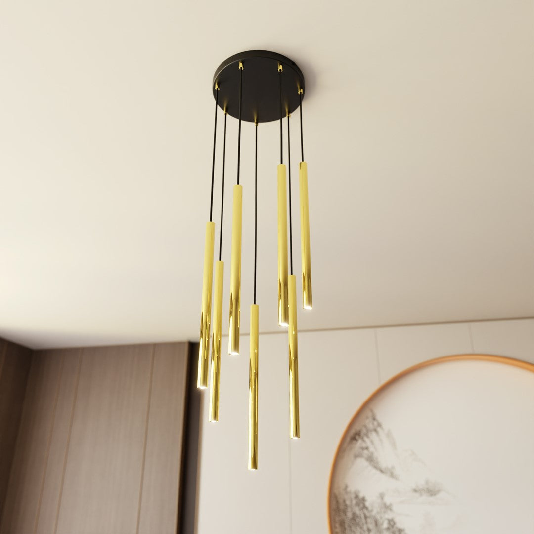 Lampa suspendata cu accente aurii 7 lumini Selter
