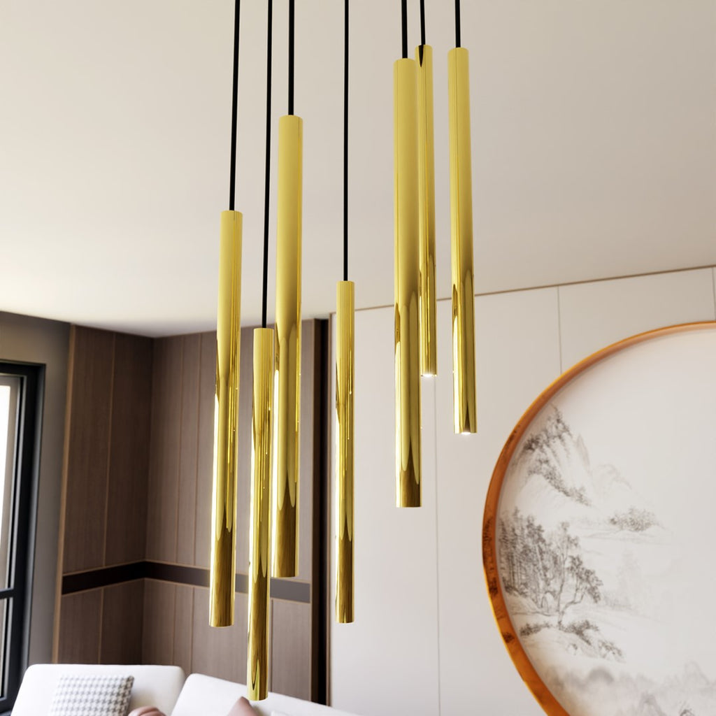 Lampa suspendata cu accente aurii 7 lumini Selter