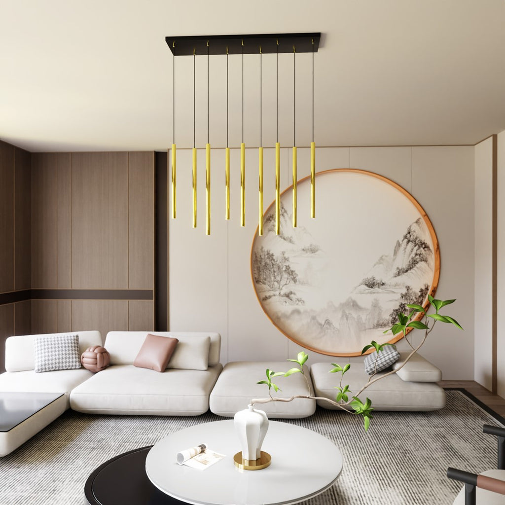 Lampa suspendata cu accente aurii 6 lumini Selter