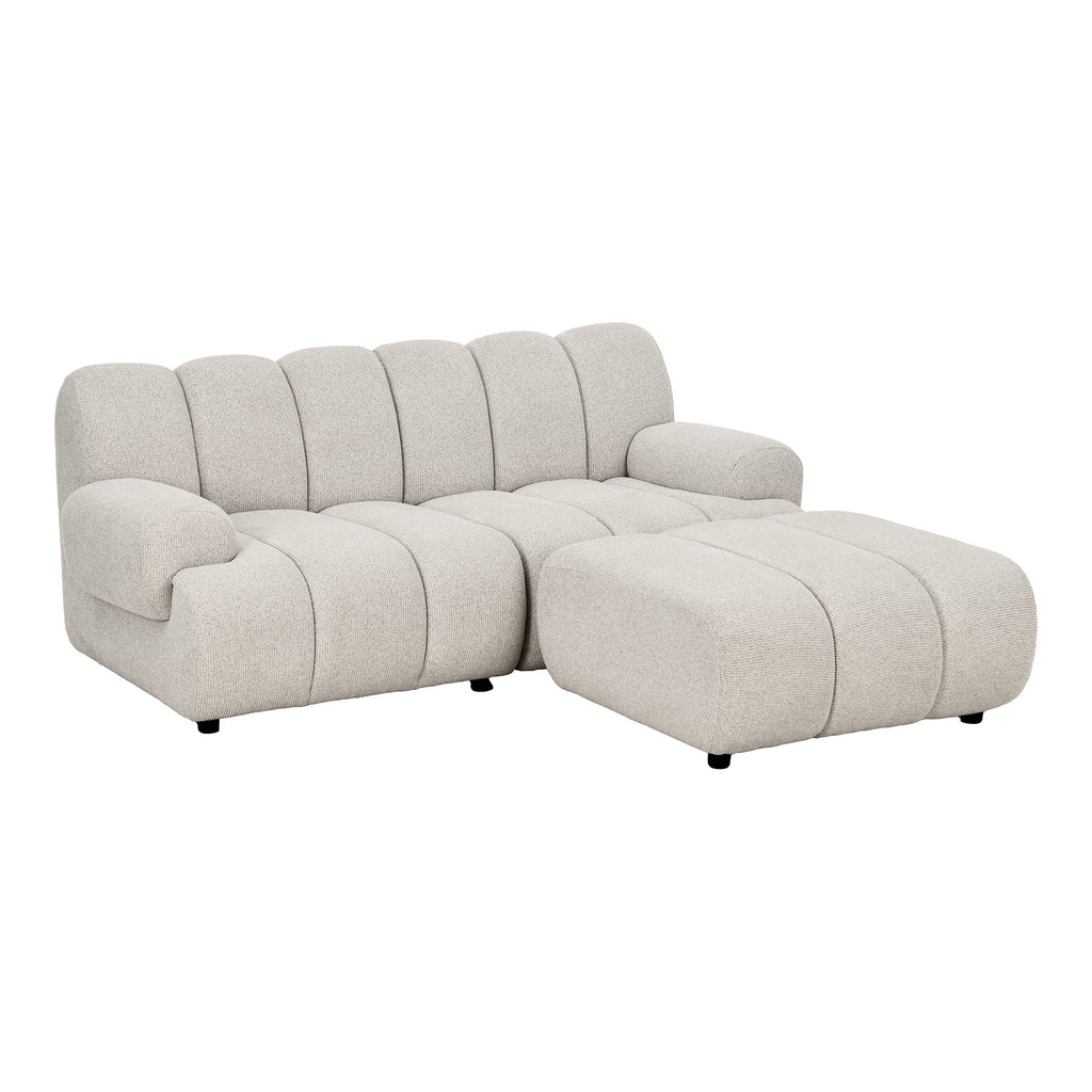 Canapea modulară cu 2,5 locuri și puf, nisipiu, orientare spre dreapta, HN1422