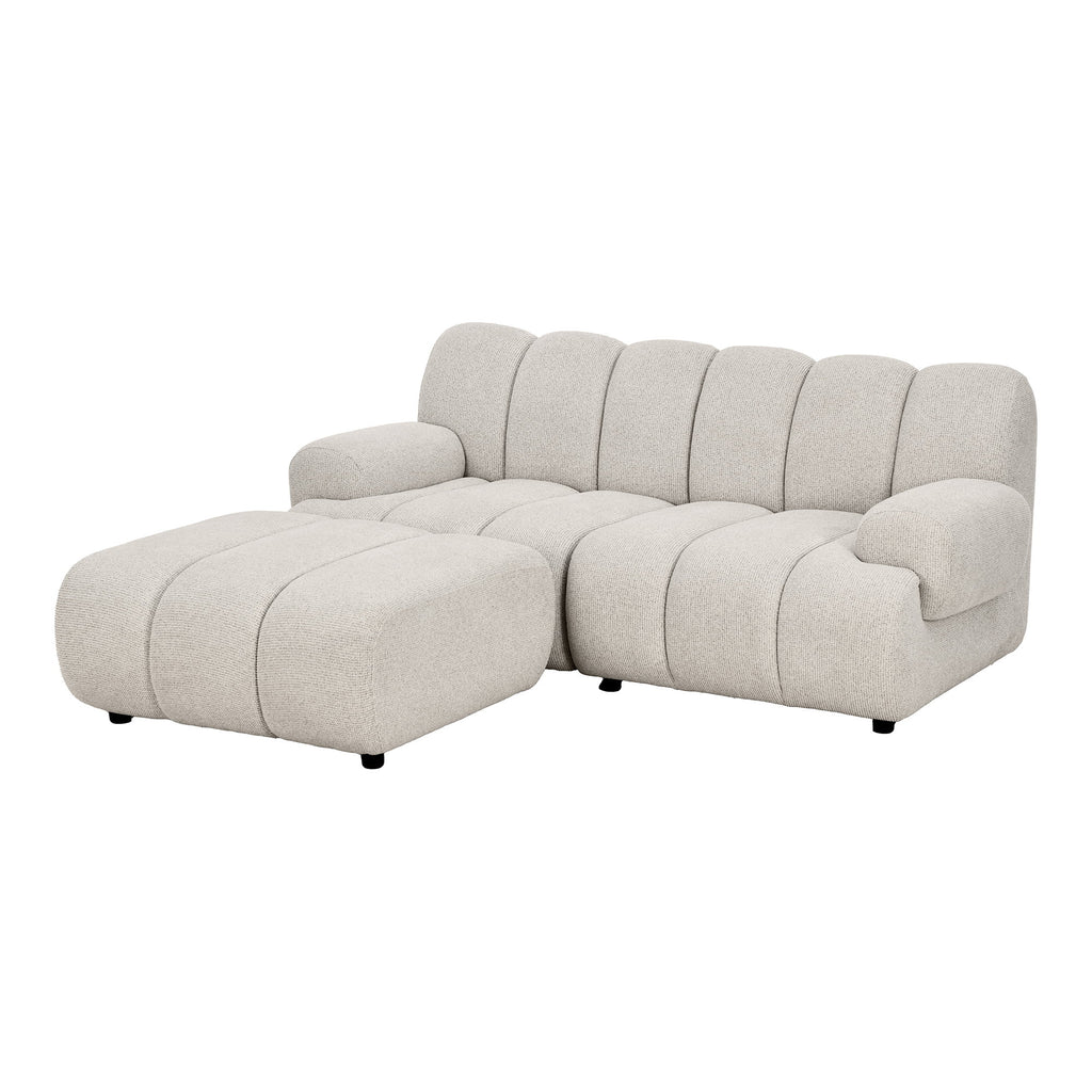 Canapea modulară cu 2,5 locuri și puf, nisipiu, orientare spre stânga, HN1422