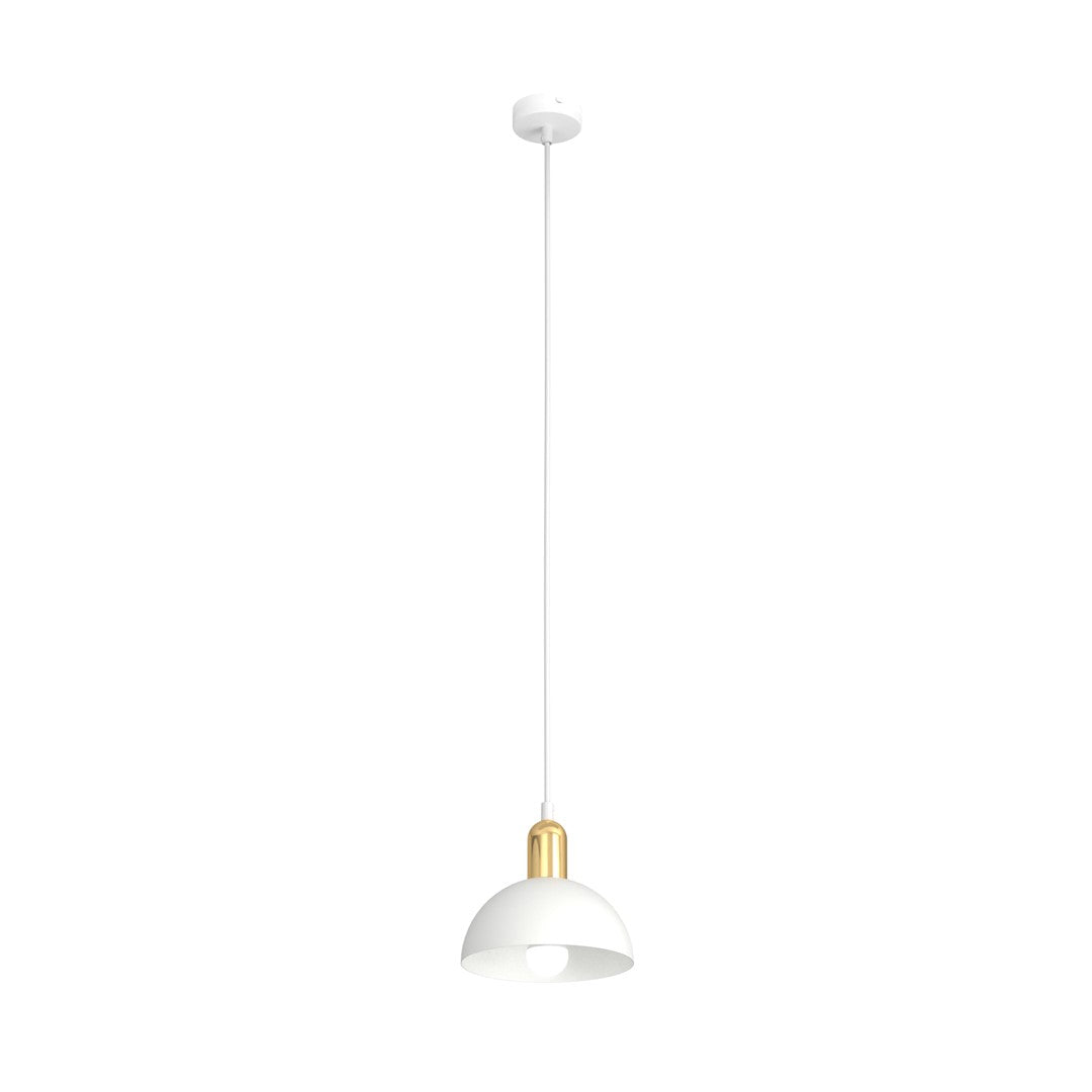 Lampa suspendata metalica alba semirotunda loft Moto