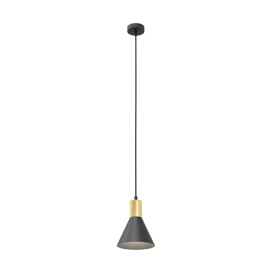 Lampa suspendata metalica neagra conica loft Rosa