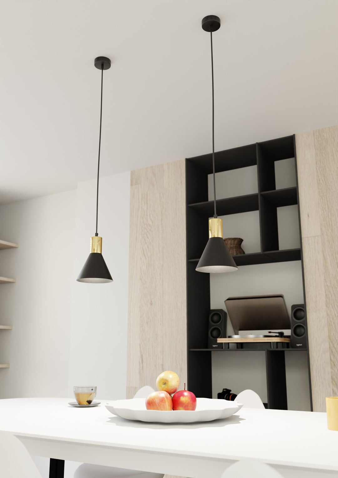 Lampa suspendata metalica neagra conica loft Rosa