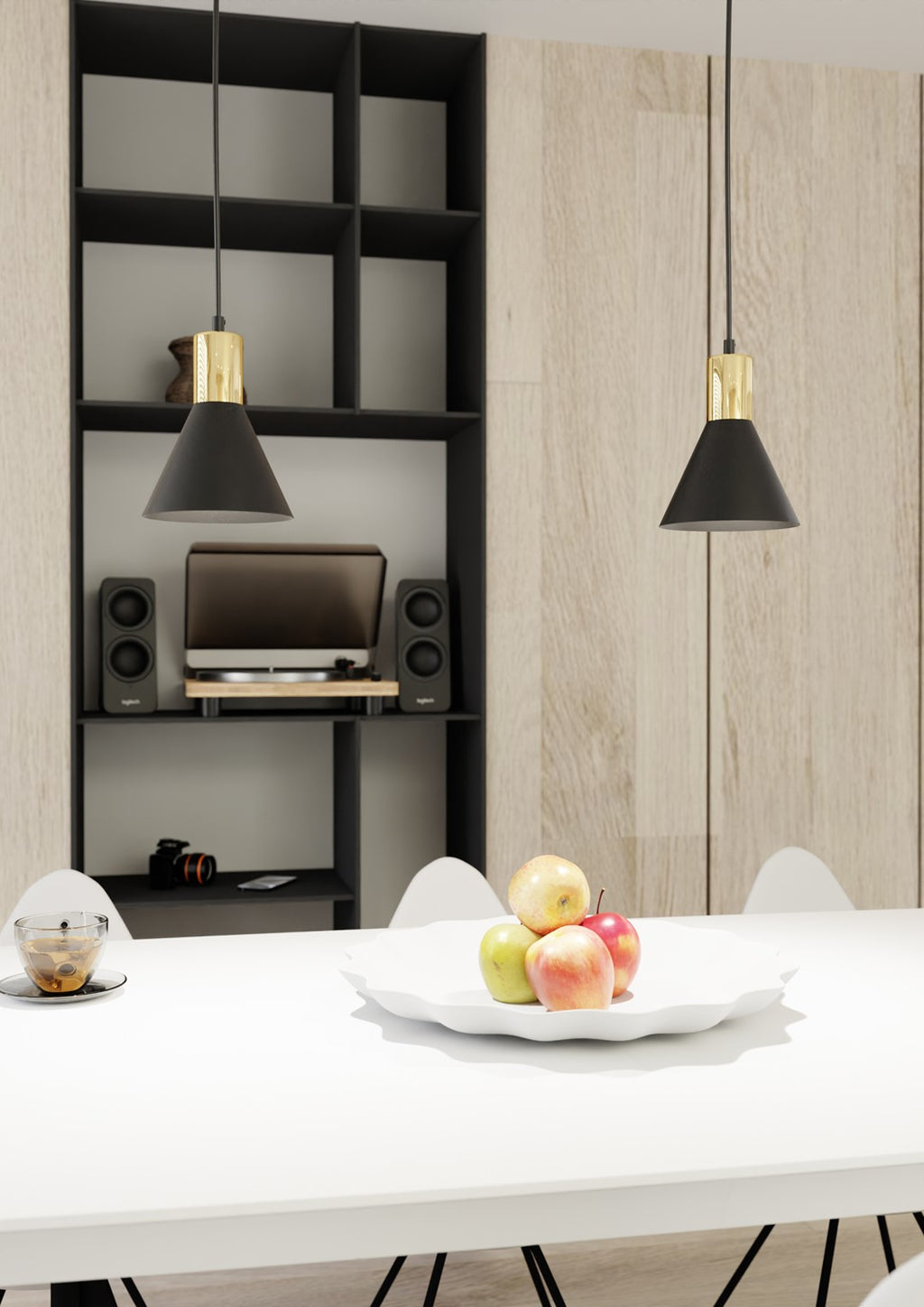 Lampa suspendata metalica neagra conica loft Rosa