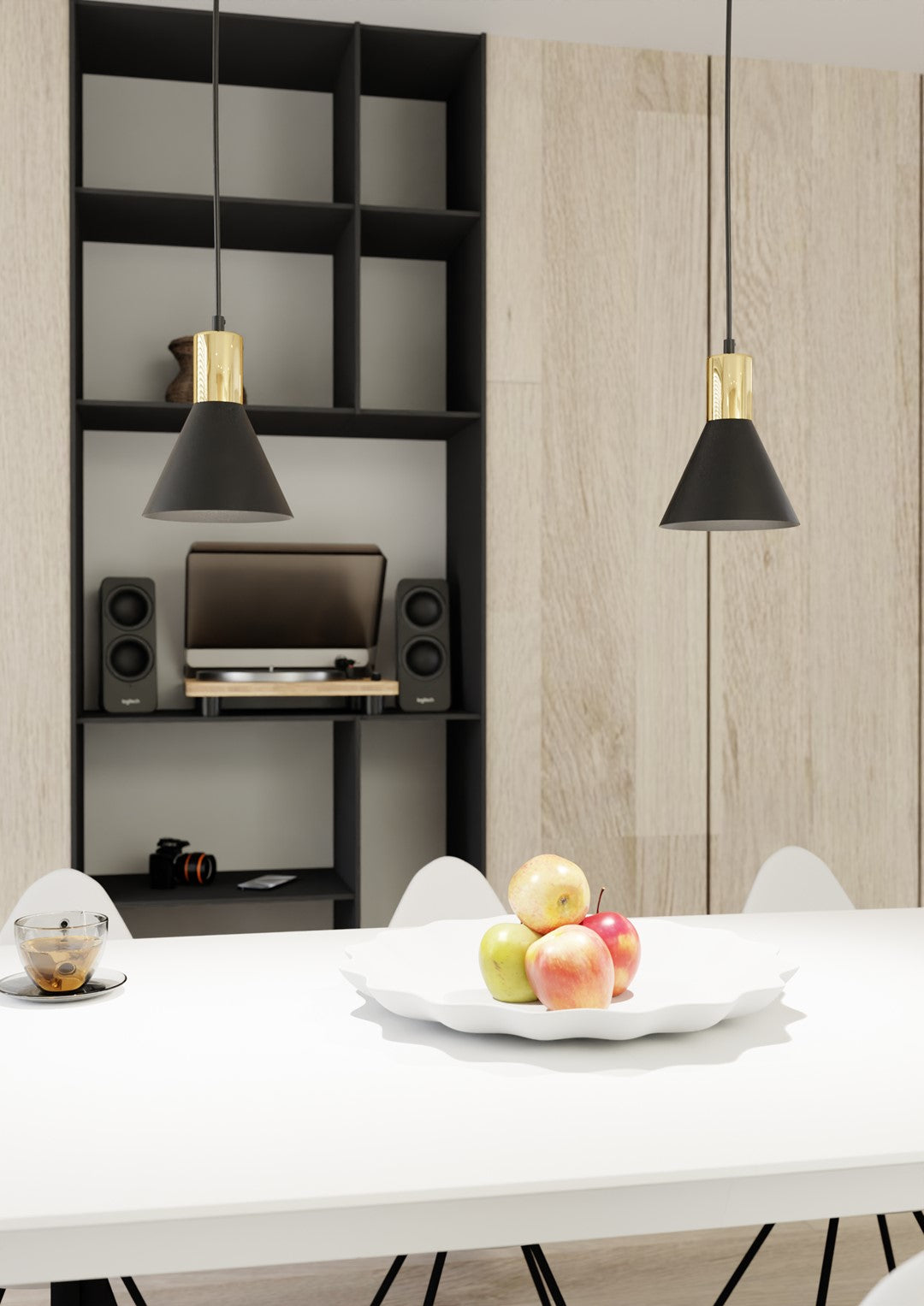 Lampa suspendata metalica neagra conica loft Rosa