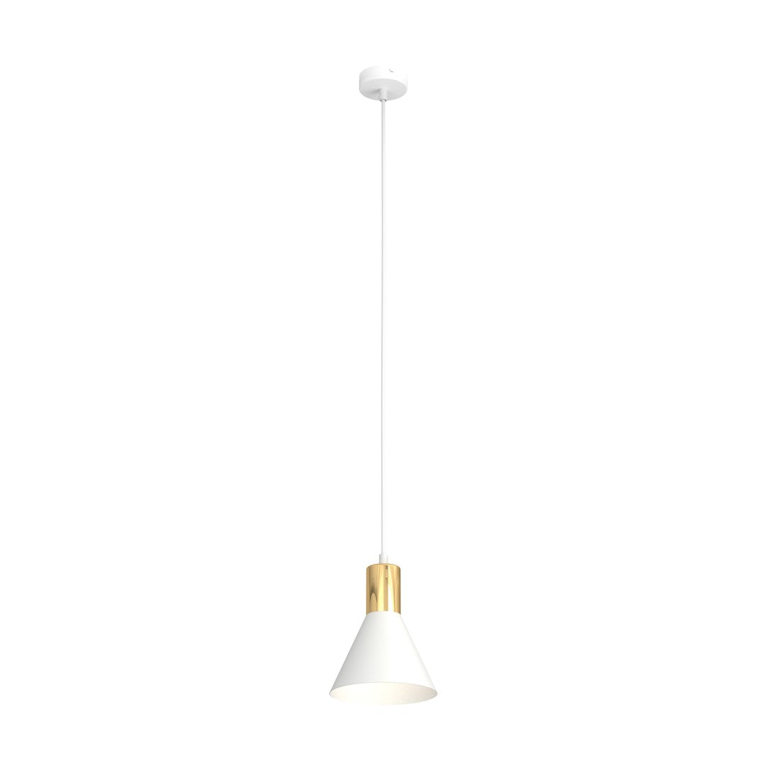 Lampa suspendata metalica alba conica loft Rosa
