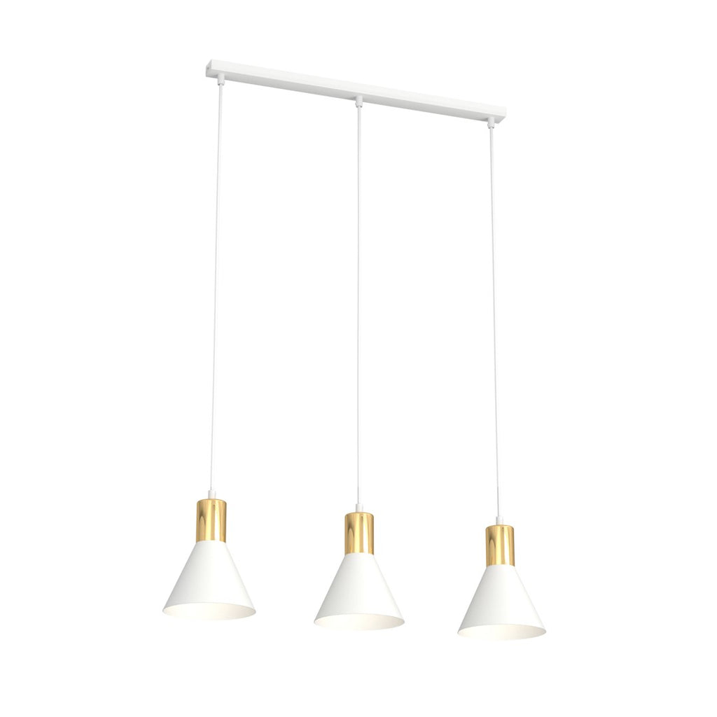 Lampa suspendata metalica alba conica 3 lumini Rosa