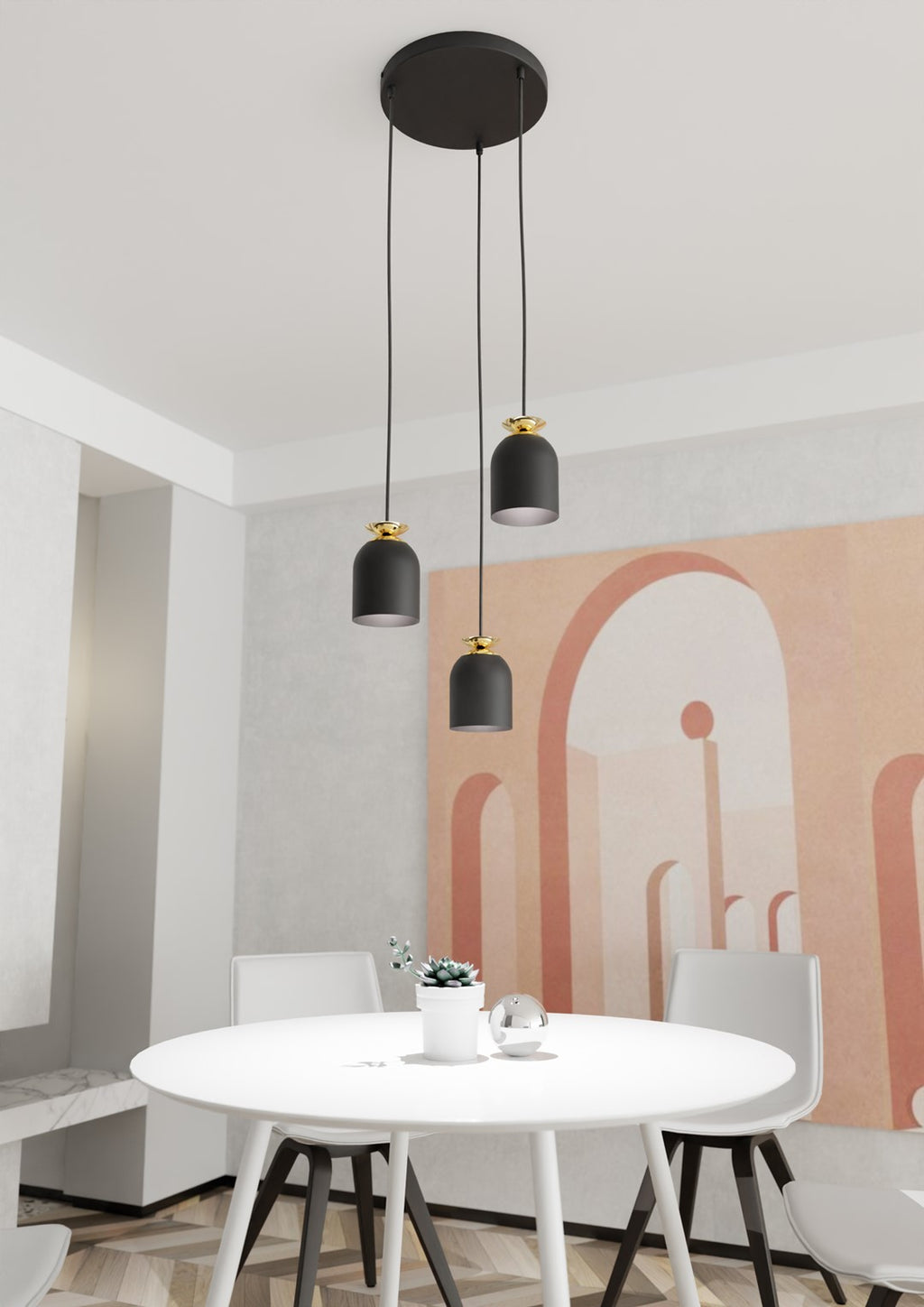 Lampa suspendata metalica neagra 3 lumini Target