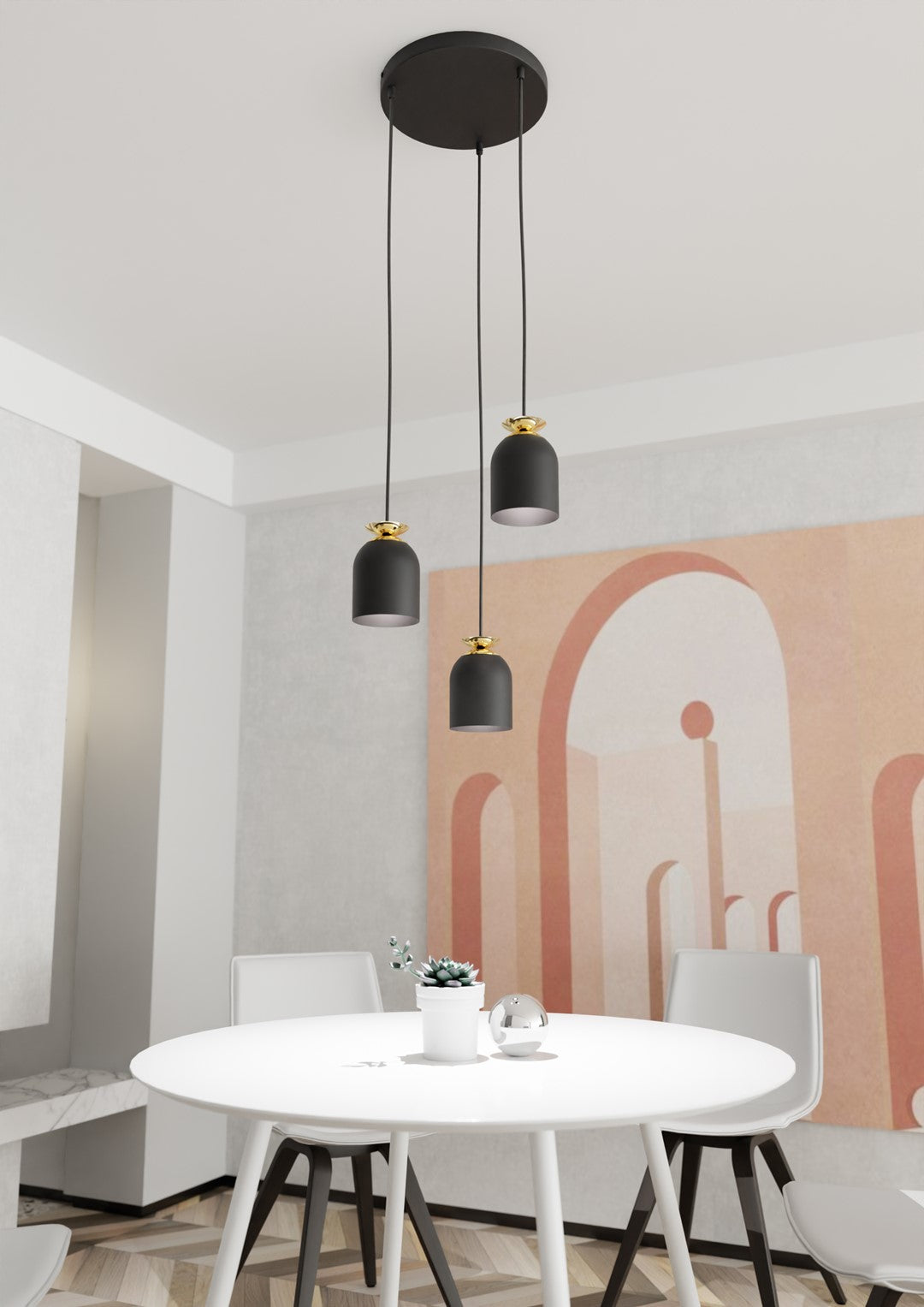 Lampa suspendata metalica neagra 3 lumini Target