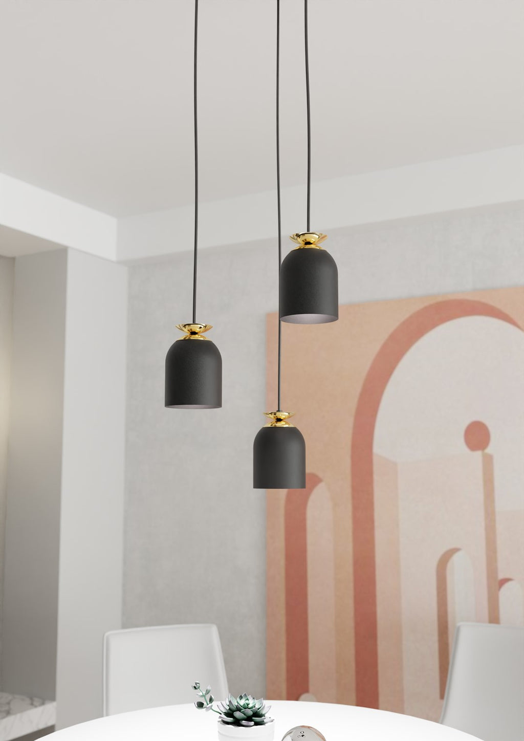 Lampa suspendata metalica neagra 3 lumini Target