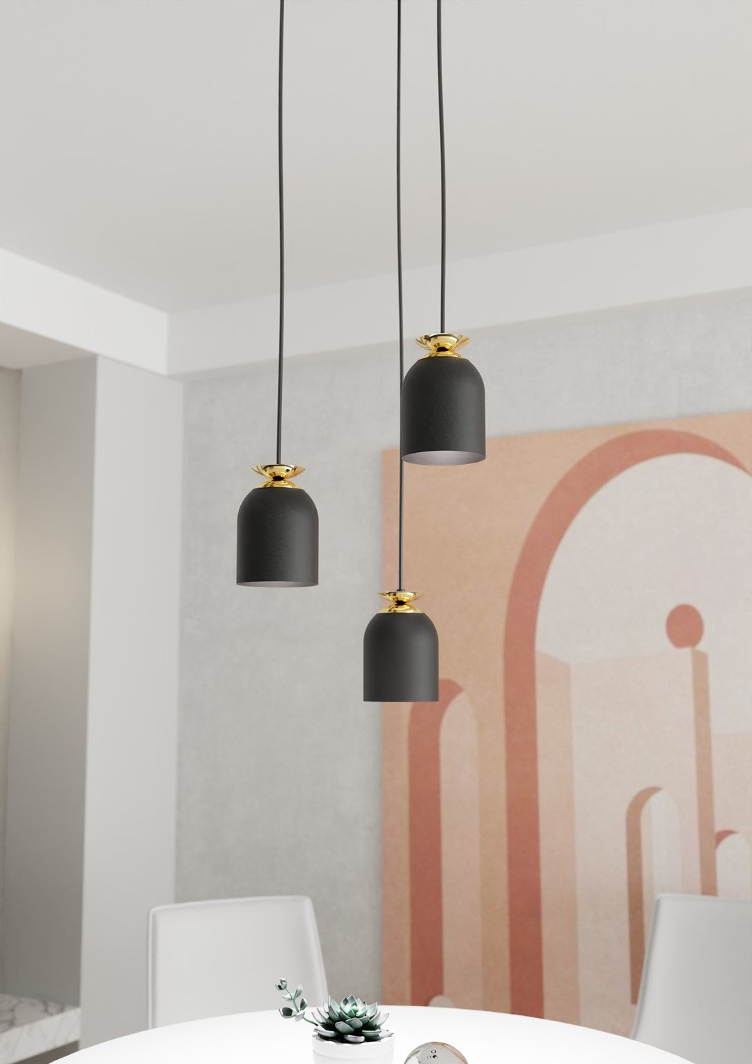 Lampa suspendata metalica neagra 3 lumini Target