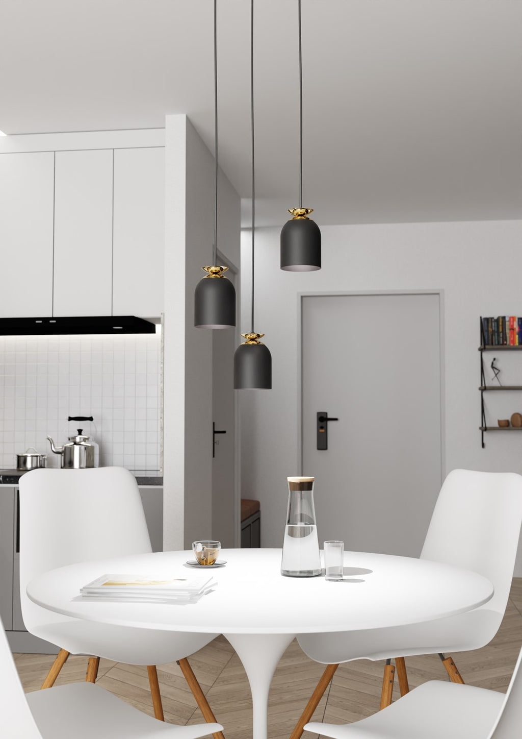 Lampa suspendata metalica neagra 3 lumini Target