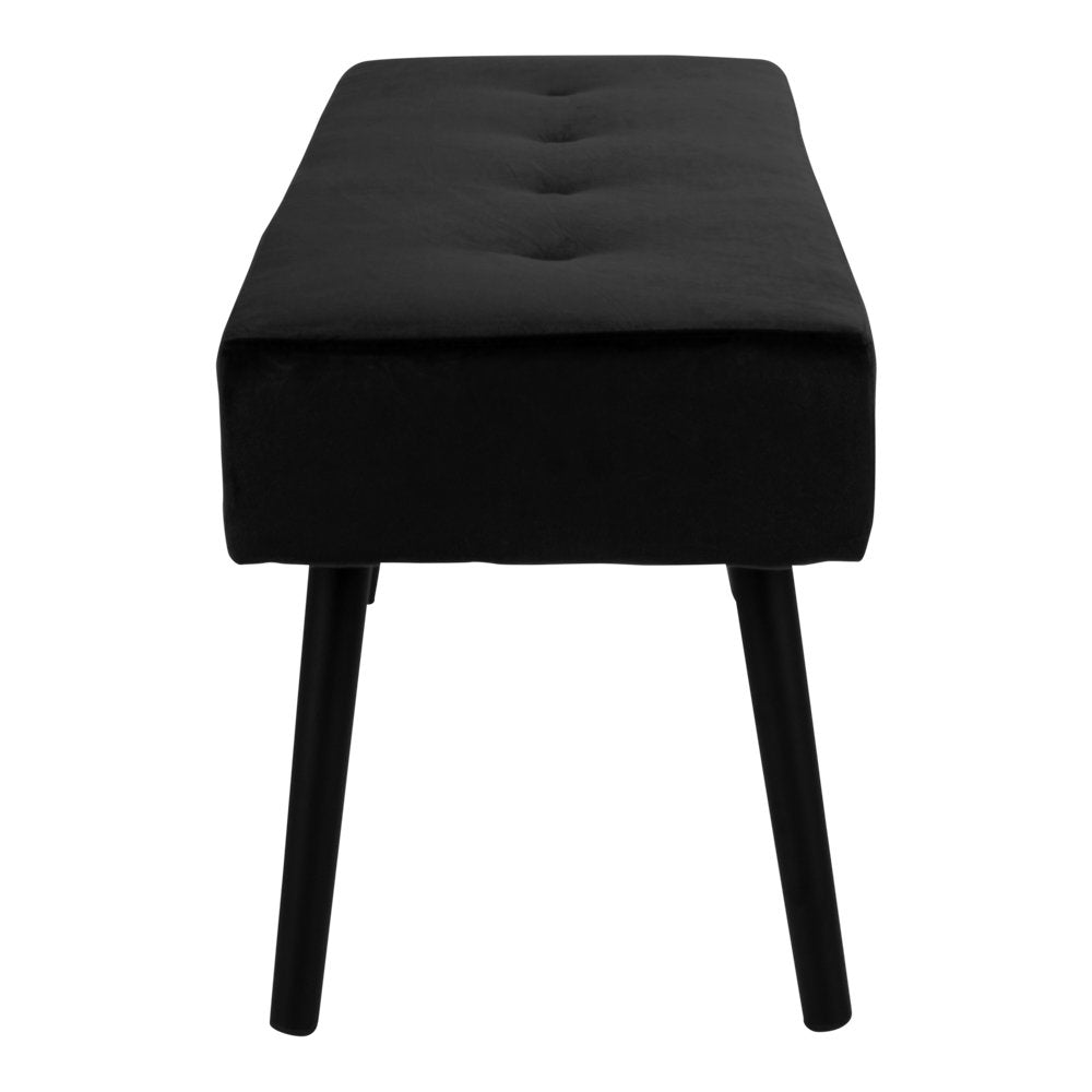 Bancă, catifea, negru, picioare negre, 100x35x44 cm, HN1207
