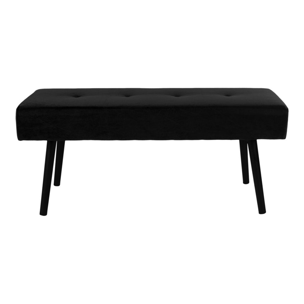 Bancă, catifea, negru, picioare negre, 100x35x44 cm, HN1207