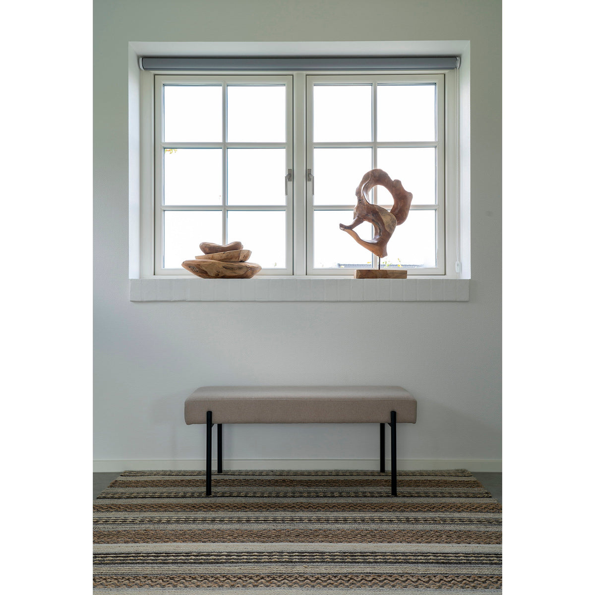 Bancă, culoarea pietrei, picioare negre, 100x36x42,5 cm, HN1231