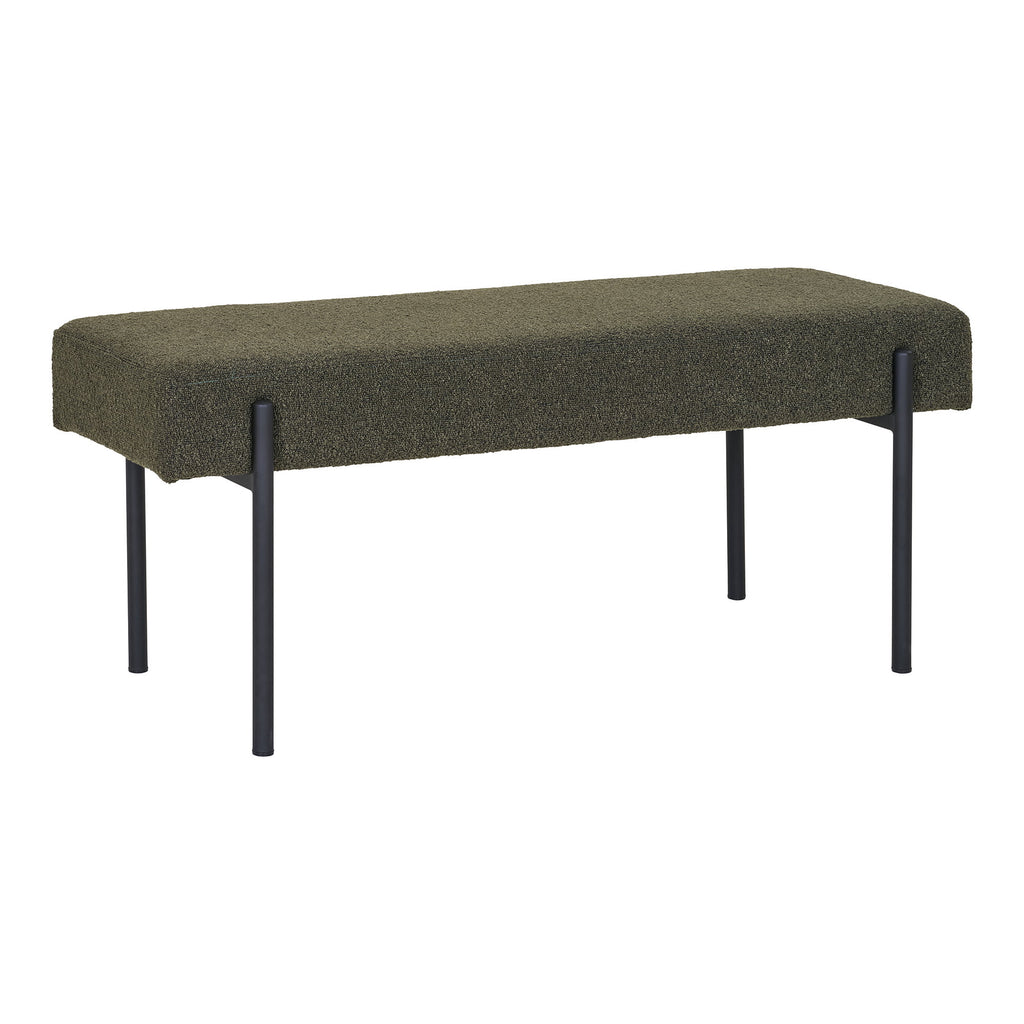 Bancă, bouclé, verde închis, picioare negre, 100x36x42,5 cm, HN1241