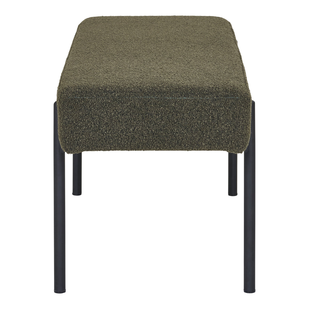 Bancă, bouclé, verde închis, picioare negre, 100x36x42,5 cm, HN1241