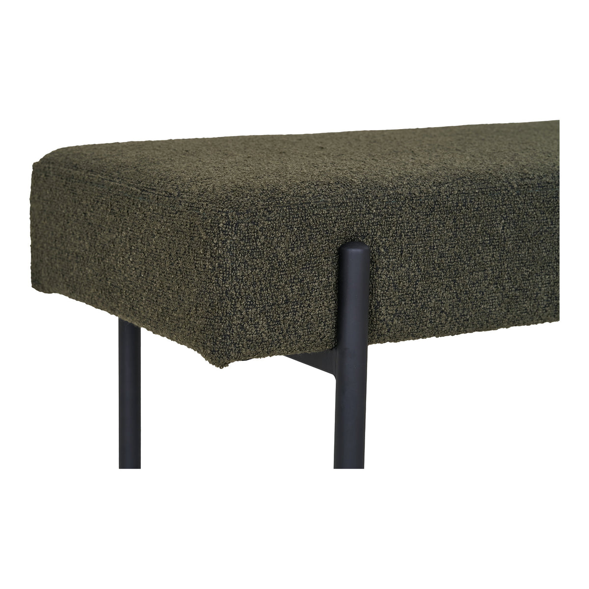 Bancă, bouclé, verde închis, picioare negre, 100x36x42,5 cm, HN1241