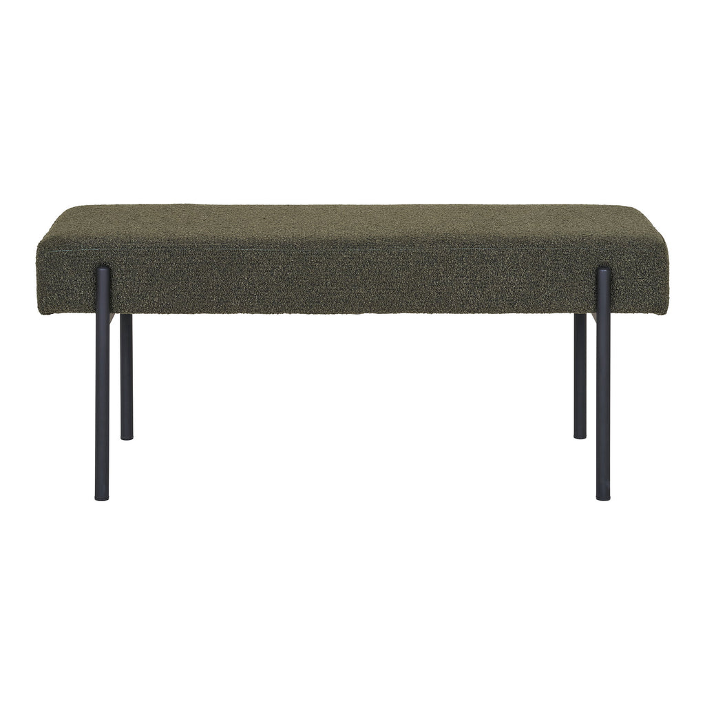 Bancă, bouclé, verde închis, picioare negre, 100x36x42,5 cm, HN1241