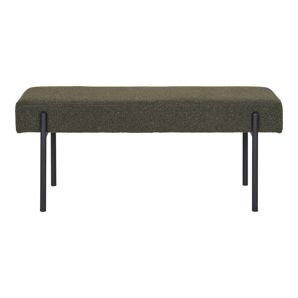 Bancă, bouclé, verde închis, picioare negre, 100x36x42,5 cm, HN1241