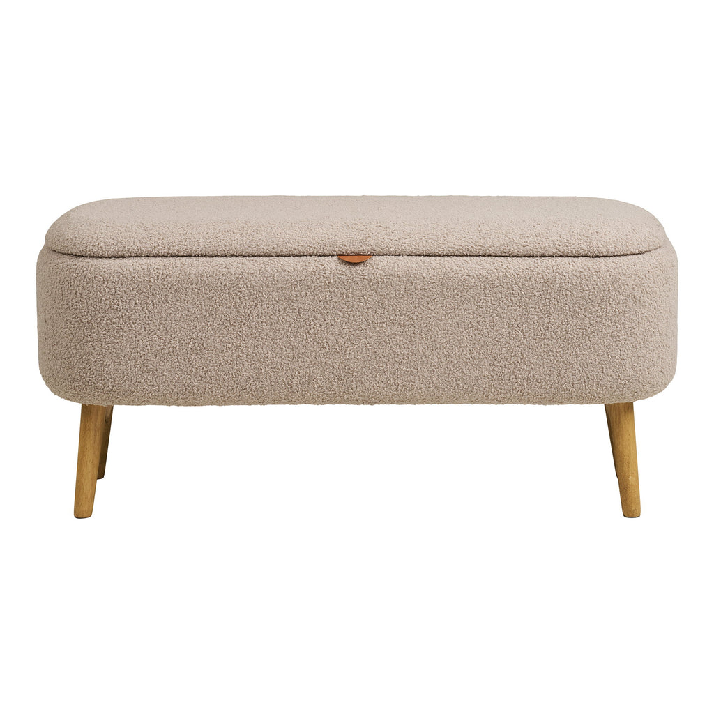 Bancă cu spațiu de depozitare, bouclé, bej, 95x37x45 cm, HN1063