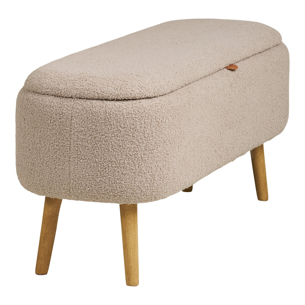 Bancă cu spațiu de depozitare, bouclé, bej, 95x37x45 cm, HN1063