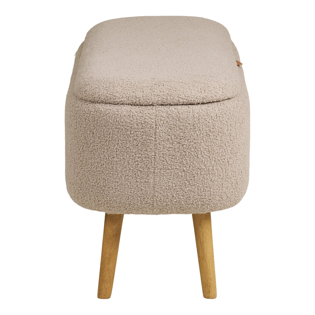 Bancă cu spațiu de depozitare, bouclé, bej, 95x37x45 cm, HN1063