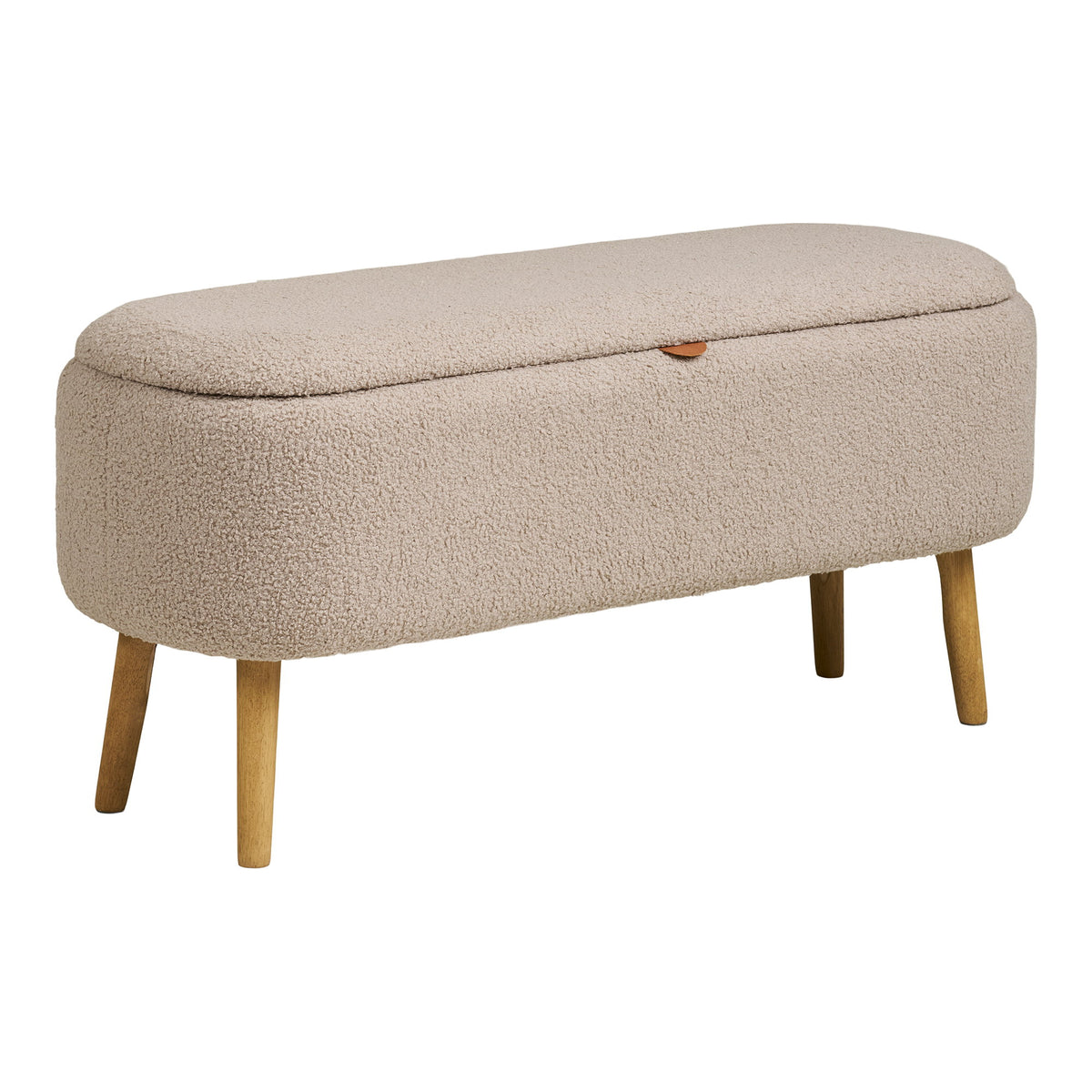 Bancă cu spațiu de depozitare, bouclé, bej, 95x37x45 cm, HN1063