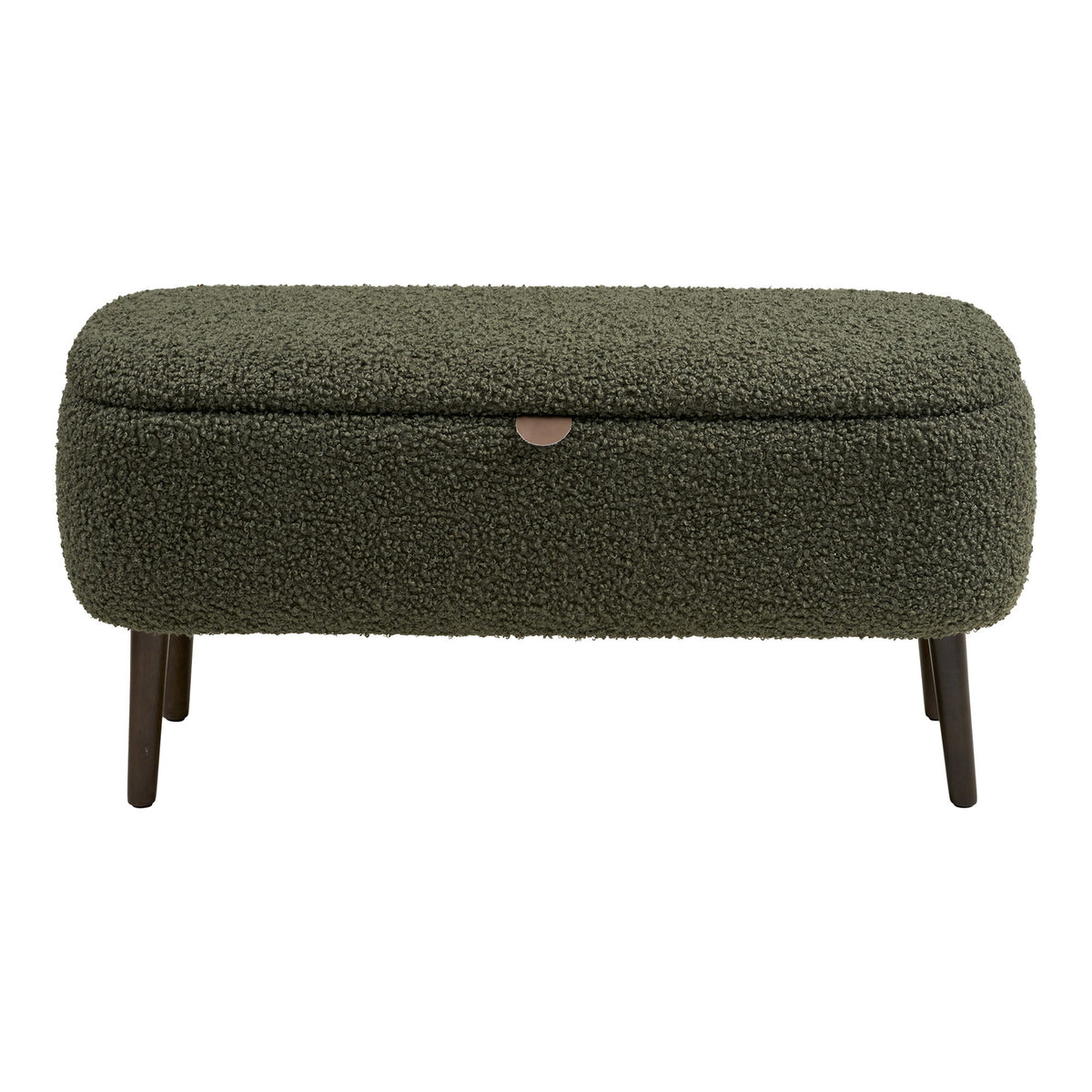 Bancă cu spațiu de depozitare, țesătură teddy, verde, 95x37x45 cm, HN1301