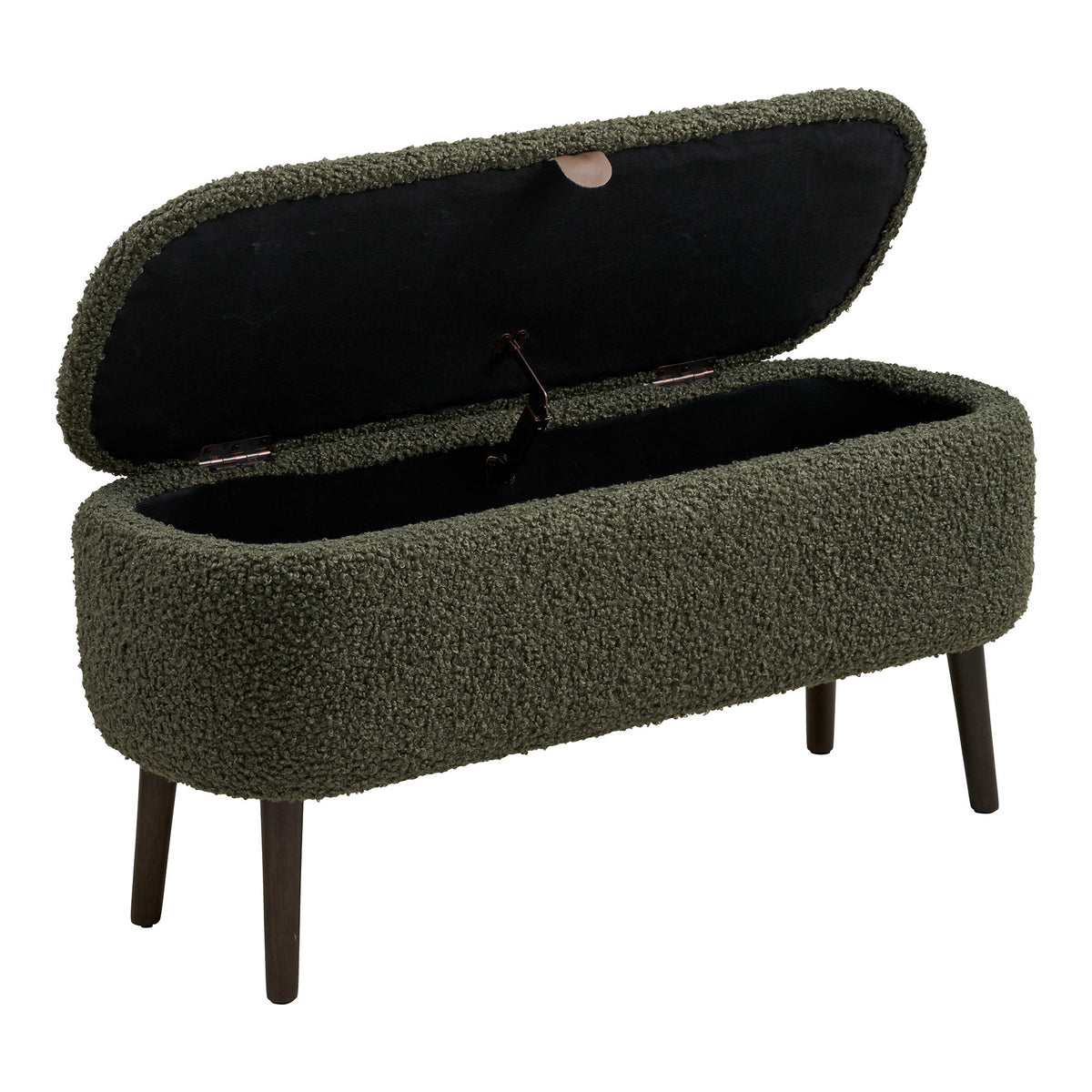 Bancă cu spațiu de depozitare, țesătură teddy, verde, 95x37x45 cm, HN1301