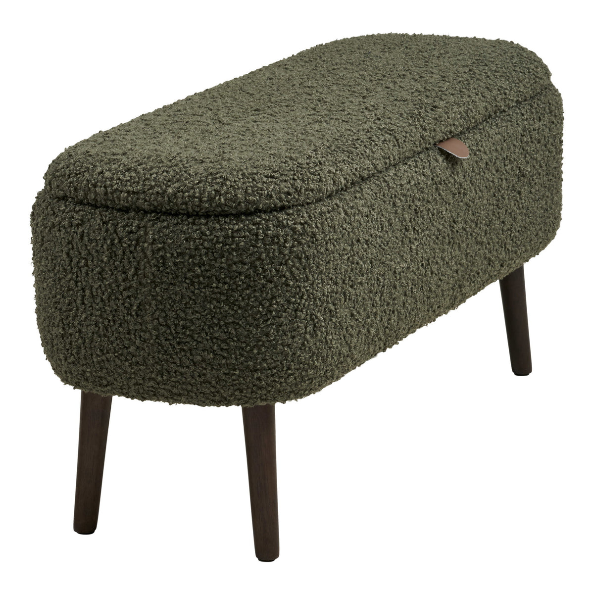 Bancă cu spațiu de depozitare, țesătură teddy, verde, 95x37x45 cm, HN1301