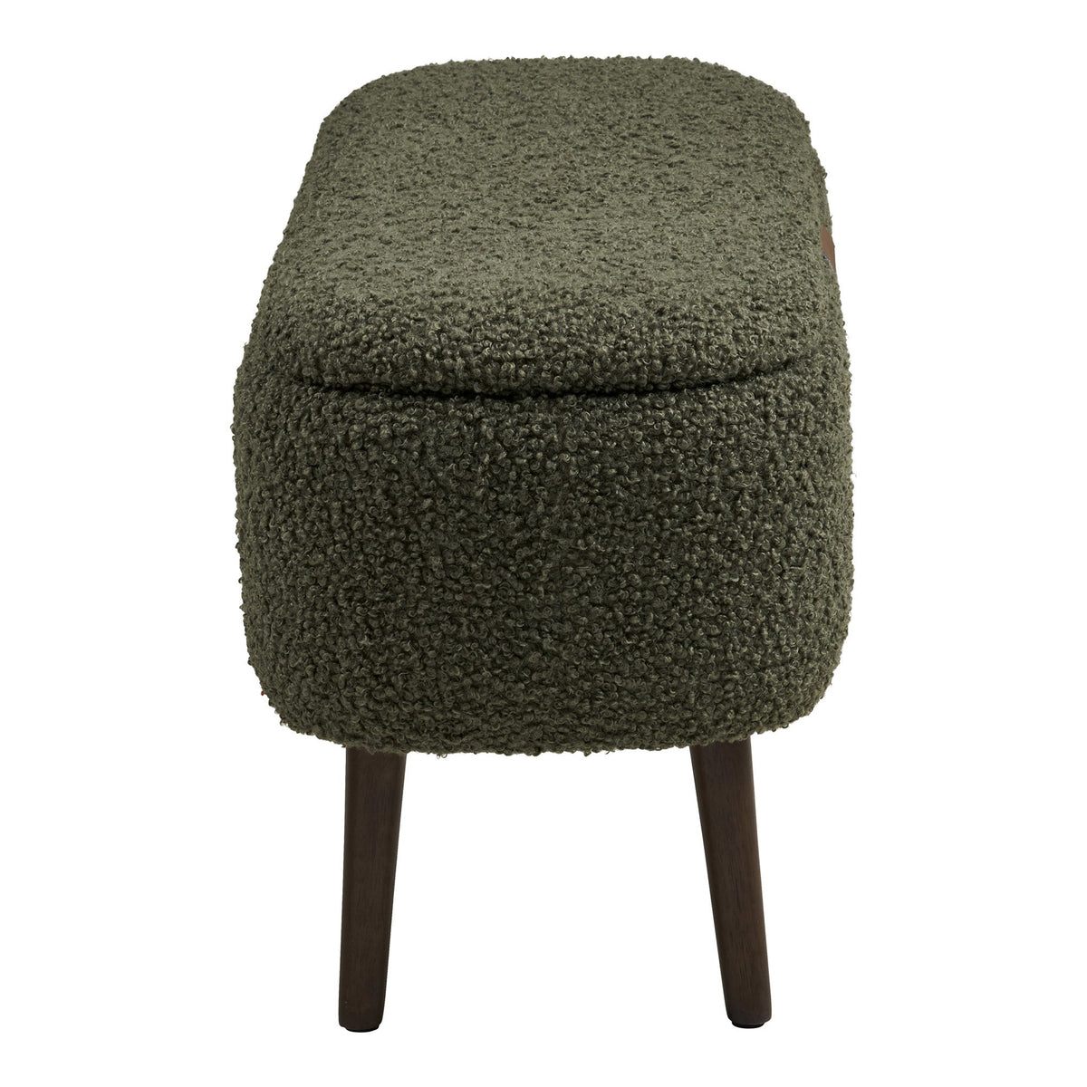 Bancă cu spațiu de depozitare, țesătură teddy, verde, 95x37x45 cm, HN1301