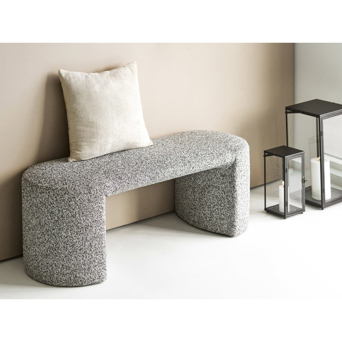 Bancă, bouclé, negru/alb, 120x45x44 cm, HN1243