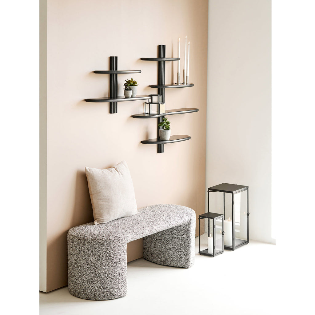Bancă, bouclé, negru/alb, 120x45x44 cm, HN1243