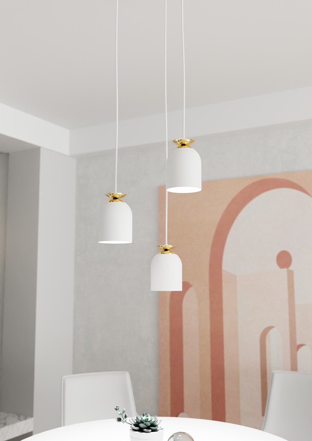 Lampa suspendata metalica alba 3 lumini Target